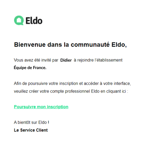 email bienvenue Eldo