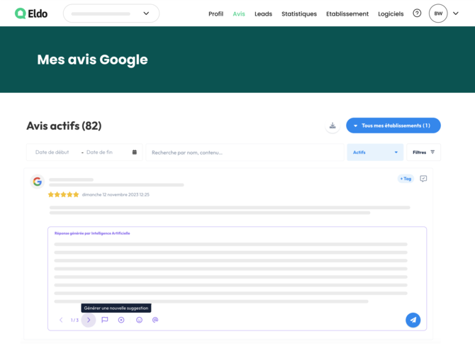 IA réponse genere aux avis Google