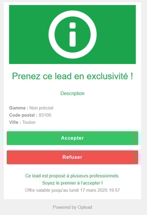 une notification par email etou SMS 